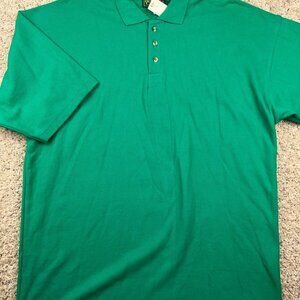 VTG NOS Hamilton Collection Large Green Cotton Polo Shirt￼ Short Sleeve Casual
